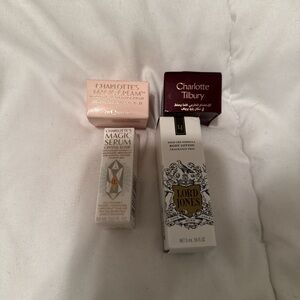 Charlotte Tilbury Skincare Set with Pink and Burgundy Packaging